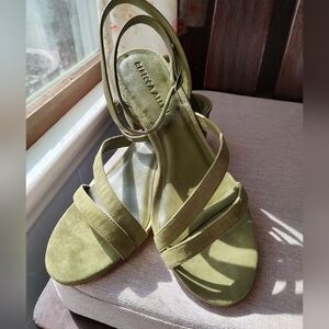 Rebecca Allen The Block Sandy Heeled Sandal Olive Green Size 9.5 NIB